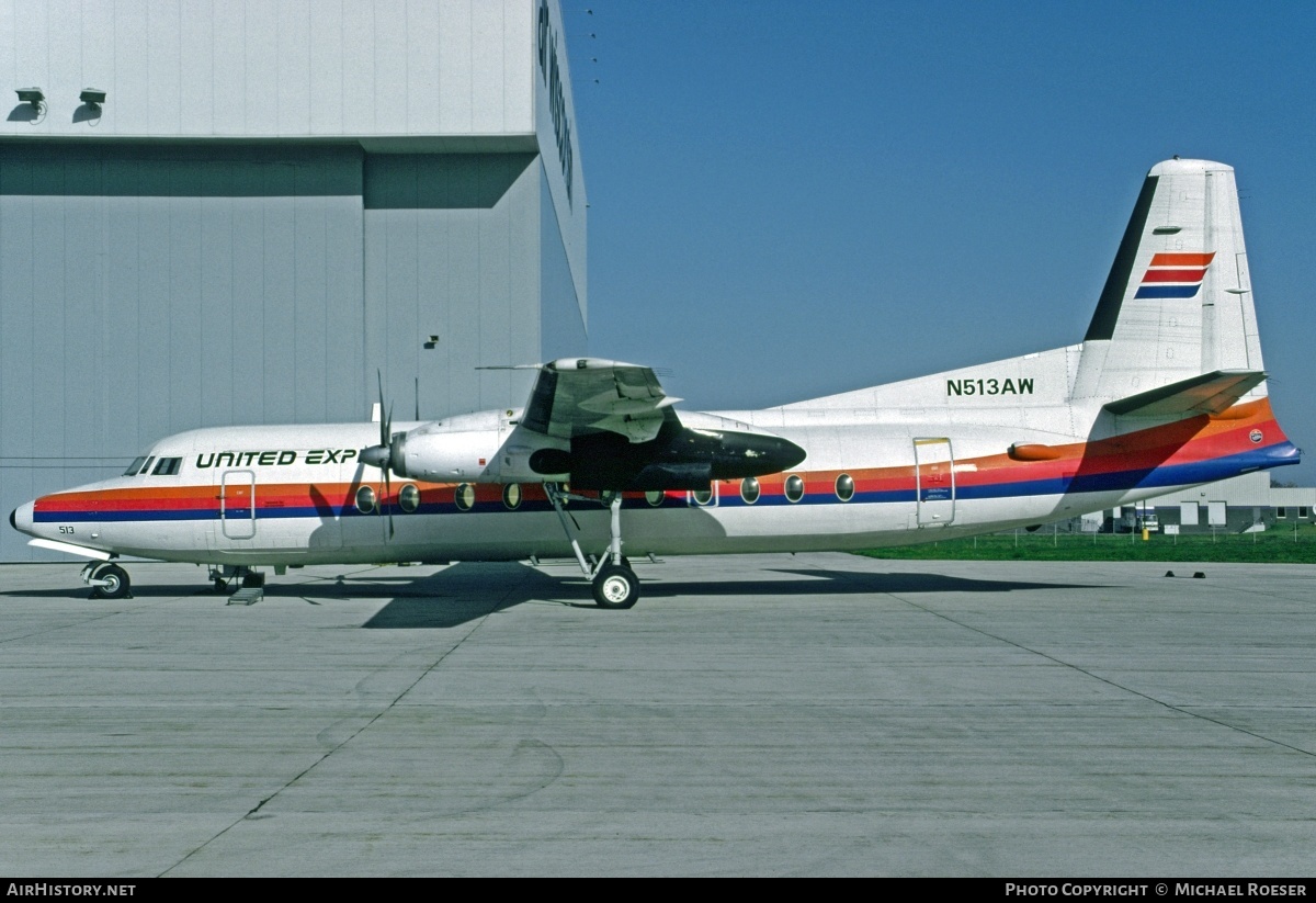 Aircraft Photo of N513AW | Fokker F27-500 Friendship | United Express | AirHistory.net #362107