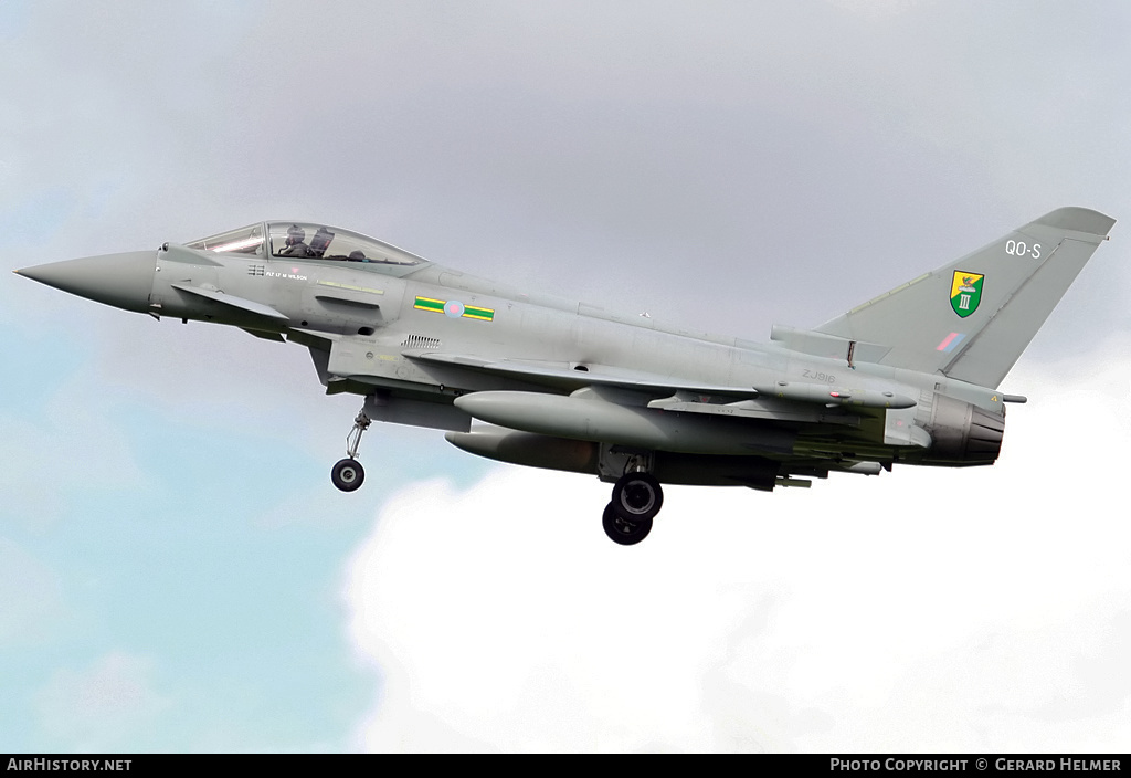 Aircraft Photo of ZJ916 | Eurofighter EF-2000 Typhoon FGR4 | UK - Air Force | AirHistory.net #362536