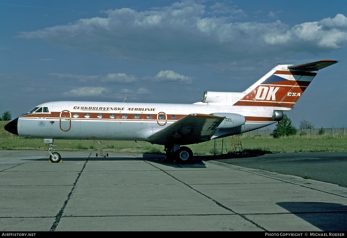Aircraft Photo of OK-GEL | Yakovlev Yak-40K | ČSA - Československé Aerolinie - Czechoslovak Airlines | AirHistory.net #362551