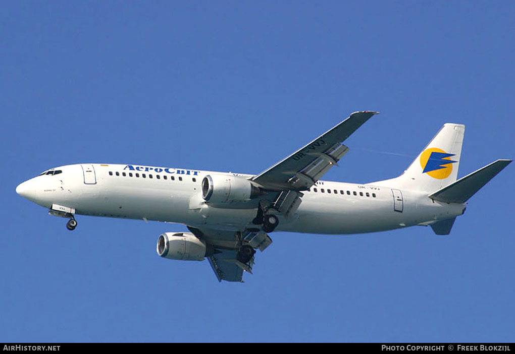 Aircraft Photo of UR-VVJ | Boeing 737-448 | AeroSvit Ukrainian Airlines | AirHistory.net #364295