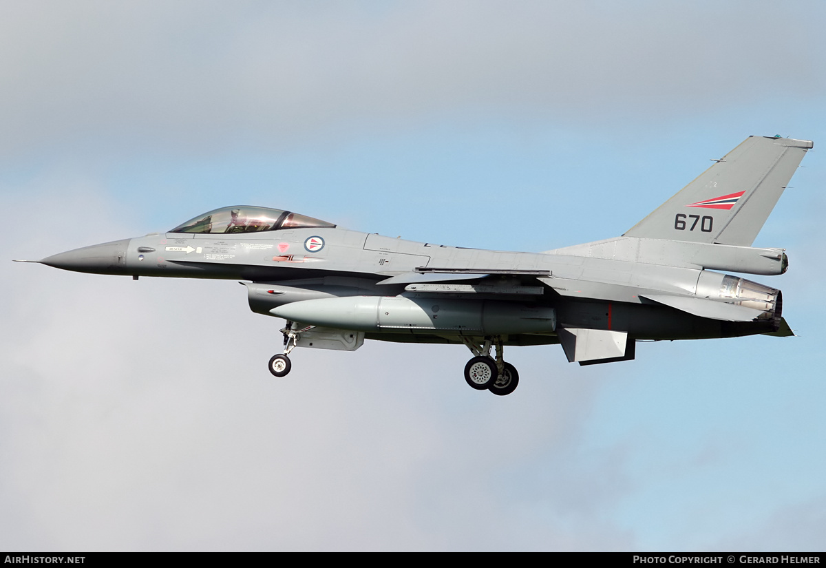 Aircraft Photo of 670 | General Dynamics F-16AM Fighting Falcon | Norway - Air Force | AirHistory.net #364713