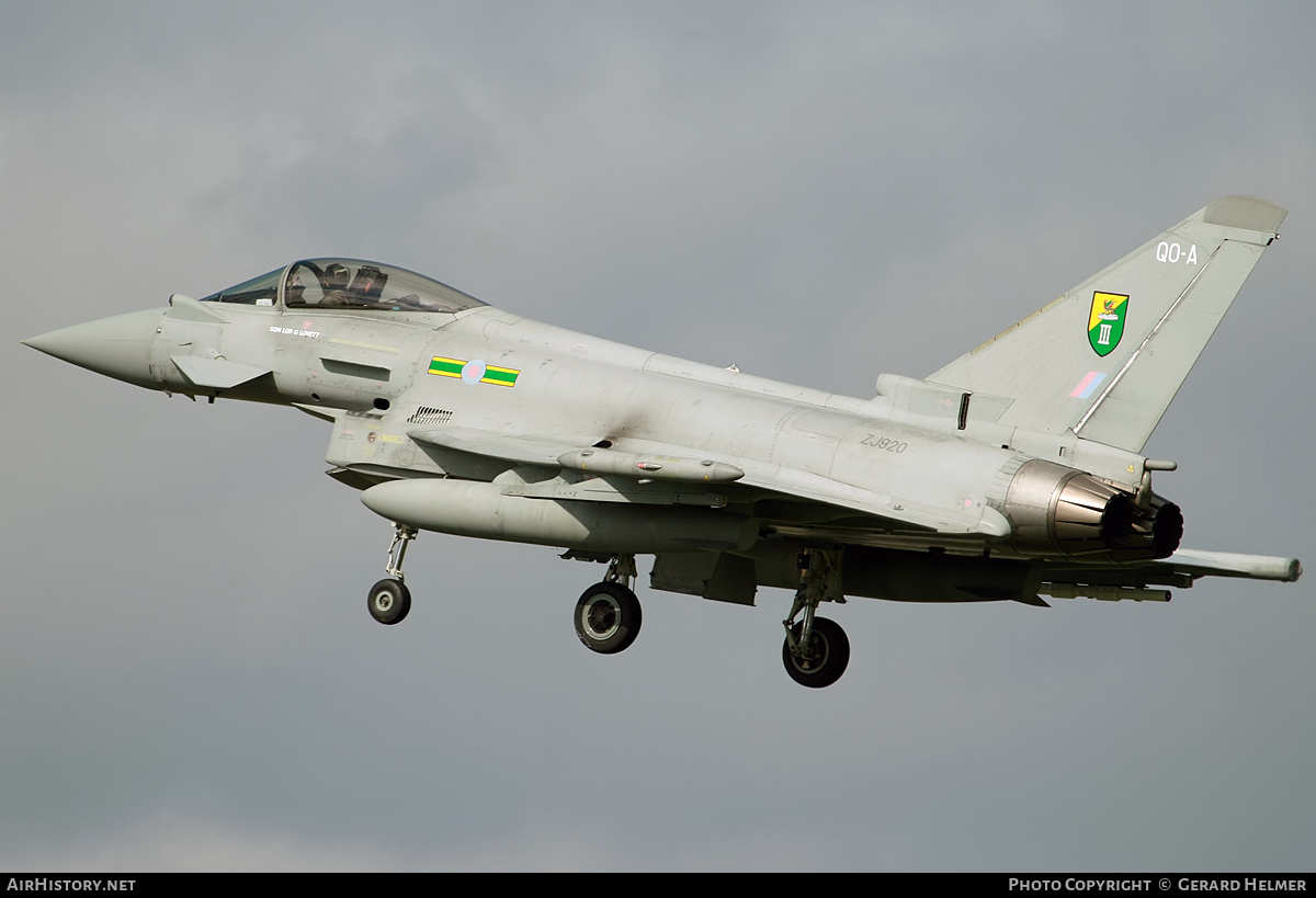 Aircraft Photo of ZJ920 | Eurofighter EF-2000 Typhoon FGR4 | UK - Air Force | AirHistory.net #364723