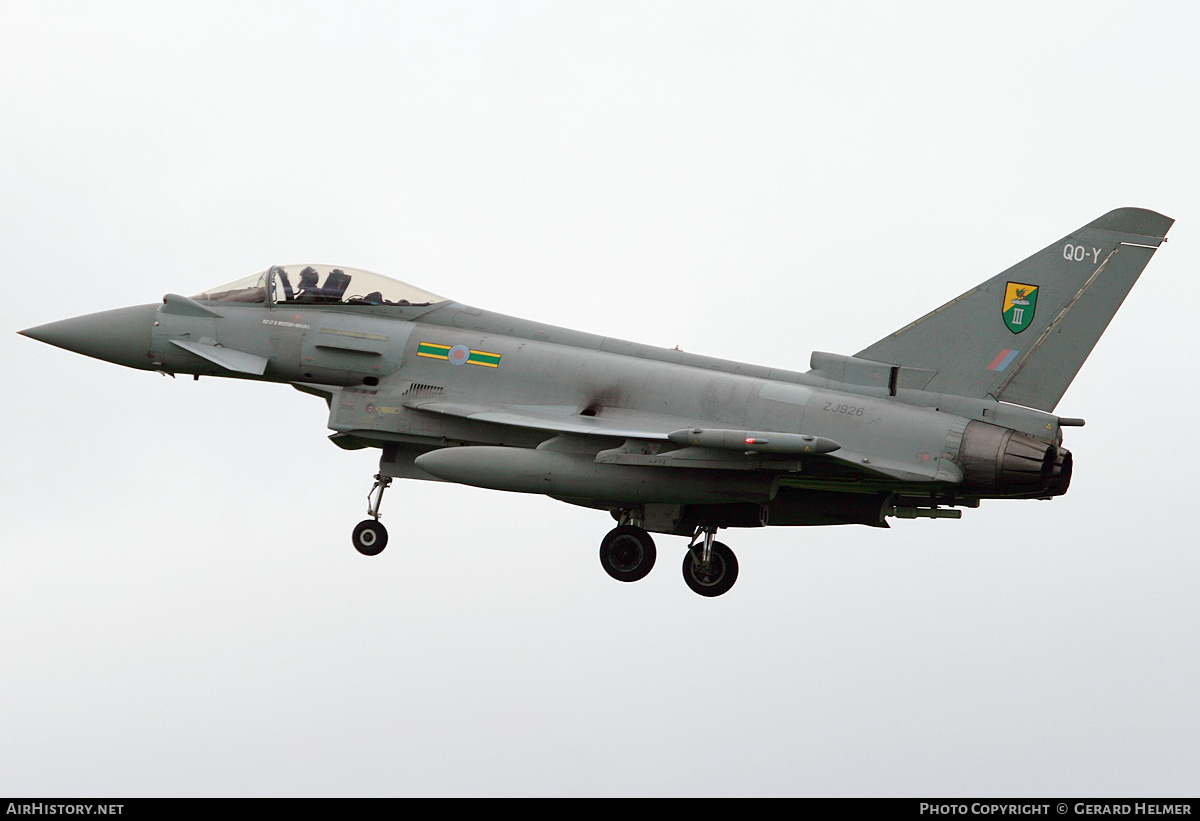Aircraft Photo of ZJ926 | Eurofighter EF-2000 Typhoon FGR4 | UK - Air Force | AirHistory.net #364725