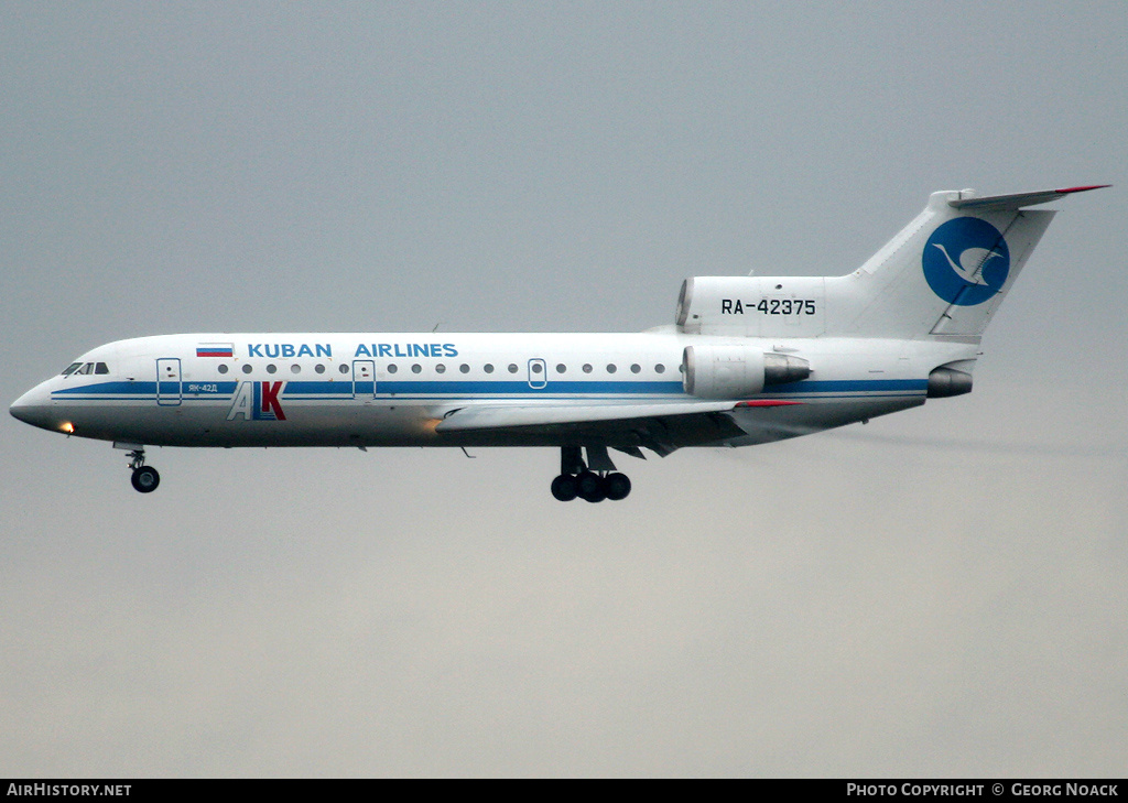 Aircraft Photo of RA-42375 | Yakovlev Yak-42D | Kuban Airlines - ALK | AirHistory.net #365286