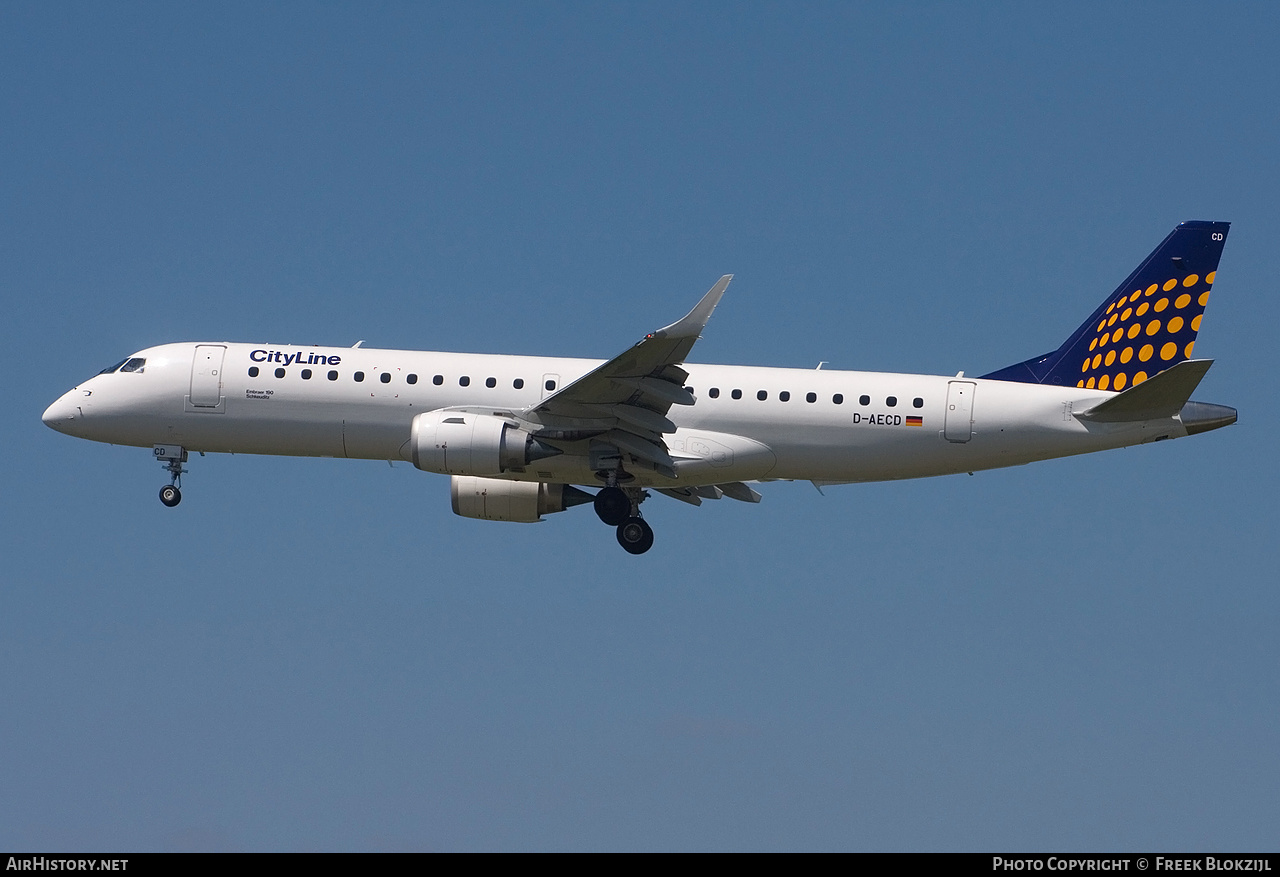 Aircraft Photo of D-AECD | Embraer 190LR (ERJ-190-100LR) | Lufthansa CityLine | AirHistory.net #365616