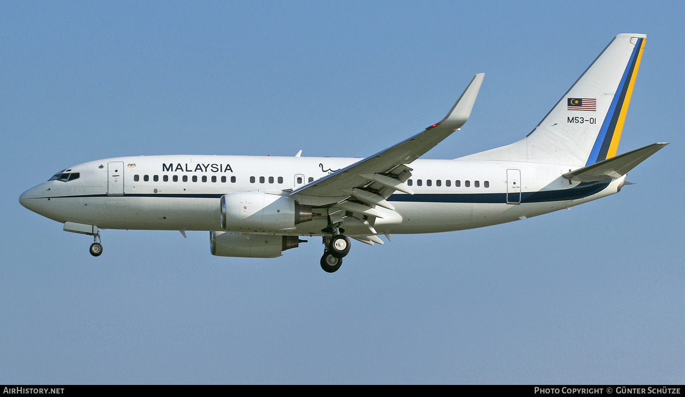 Aircraft Photo of M53-01 | Boeing 737-7H6 BBJ | Malaysia - Air Force | AirHistory.net #366421