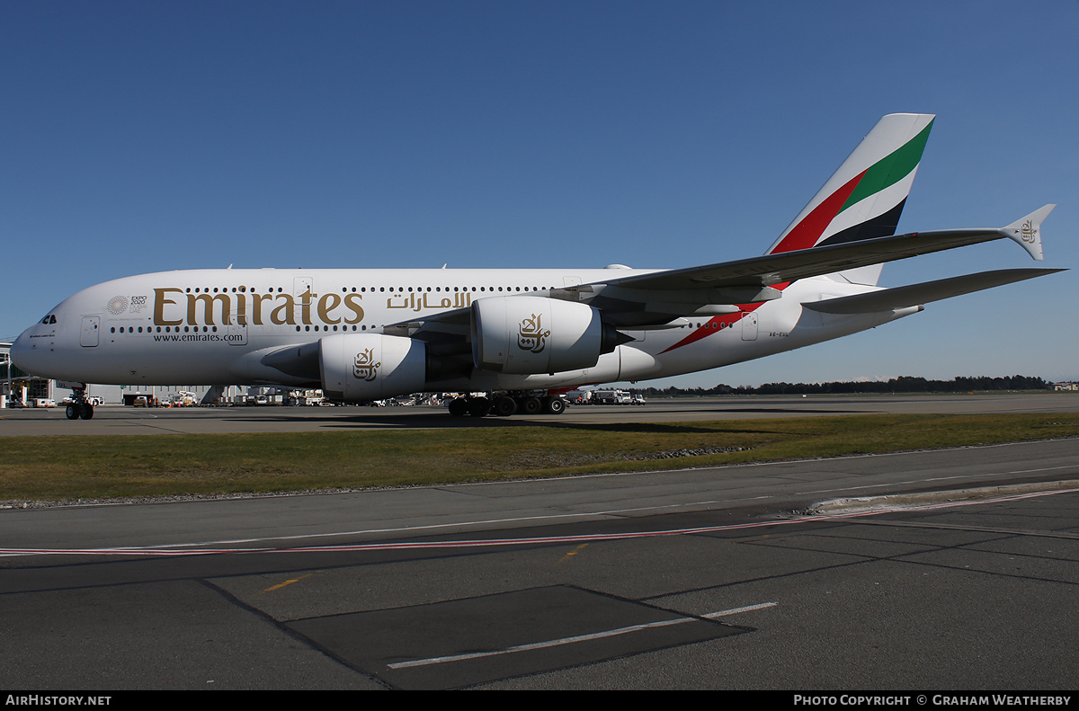 Aircraft Photo of A6-EUL | Airbus A380-861 | Emirates | AirHistory.net #369676