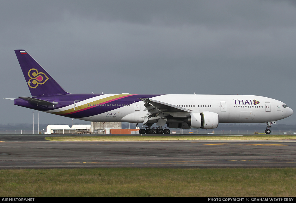 Aircraft Photo of HS-TJW | Boeing 777-2D7/ER | Thai Airways International | AirHistory.net #370184