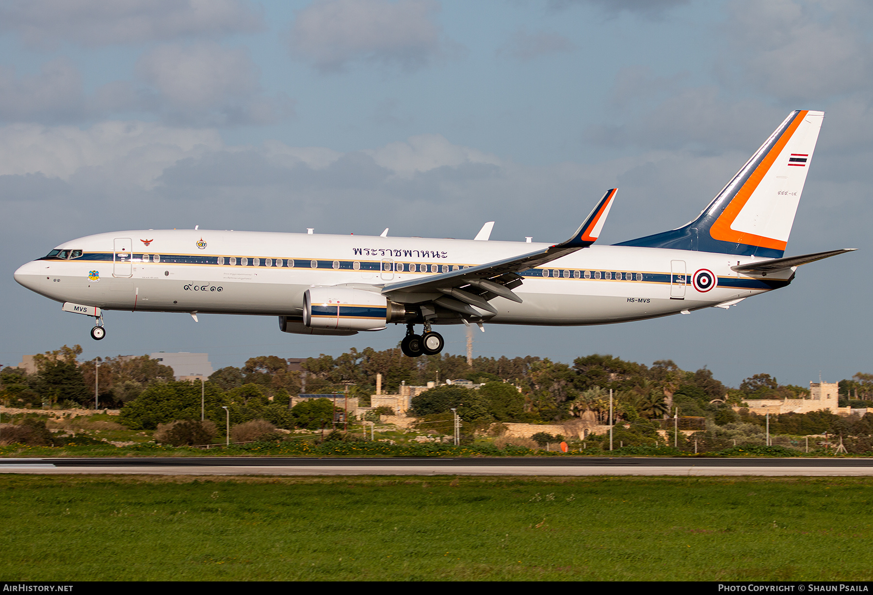 Aircraft Photo of HS-MVS / L11KH2-1/50 | Boeing 737-8Z6 BBJ2 | Thailand - Air Force | AirHistory.net #370243