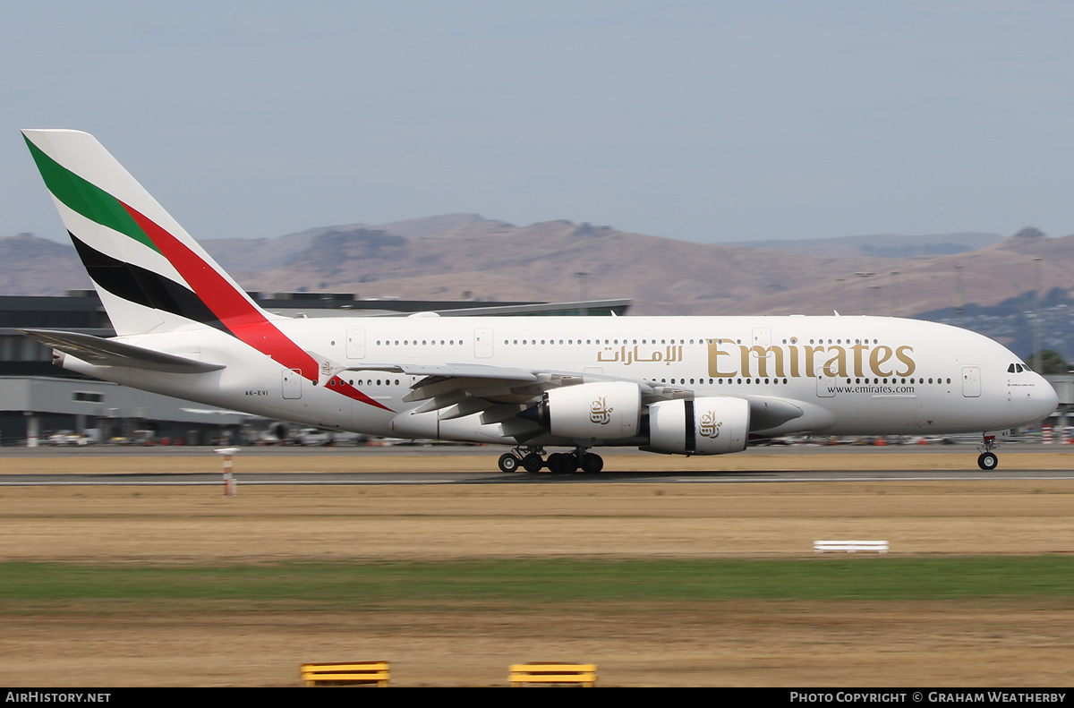 Aircraft Photo of A6-EVI | Airbus A380-842 | Emirates | AirHistory.net #370397