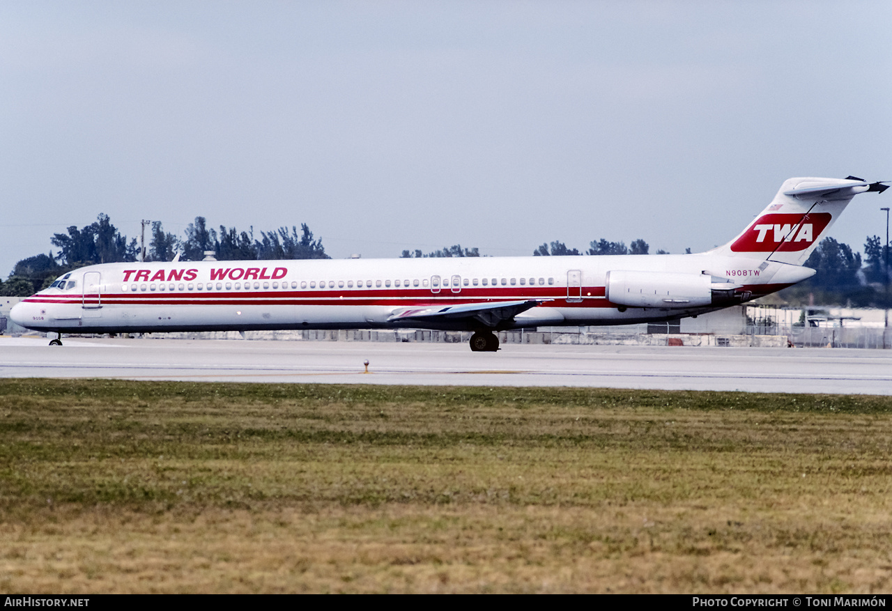 Aircraft Photo of N908TW | McDonnell Douglas MD-82 (DC-9-82) | Trans World Airlines - TWA | AirHistory.net #371548