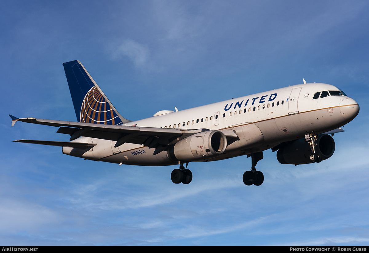 Aircraft Photo of N818UA | Airbus A319-131 | United Airlines | AirHistory.net #371749