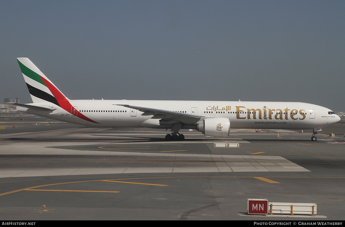 Aircraft Photo of A6-EPF | Boeing 777-31H/ER | Emirates | AirHistory.net #371787