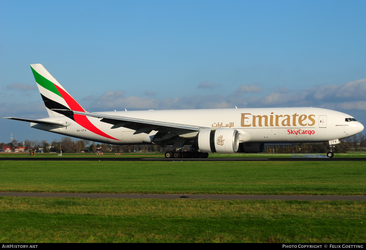 Aircraft Photo of A6-EFK | Boeing 777-F1H | Emirates SkyCargo | AirHistory.net #372638