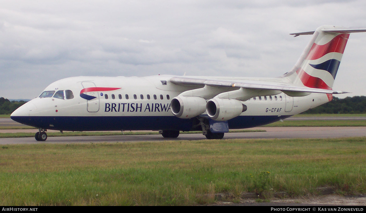 Aircraft Photo of G-CFAF | BAE Systems Avro 146-RJ100 | British Airways | AirHistory.net #373284