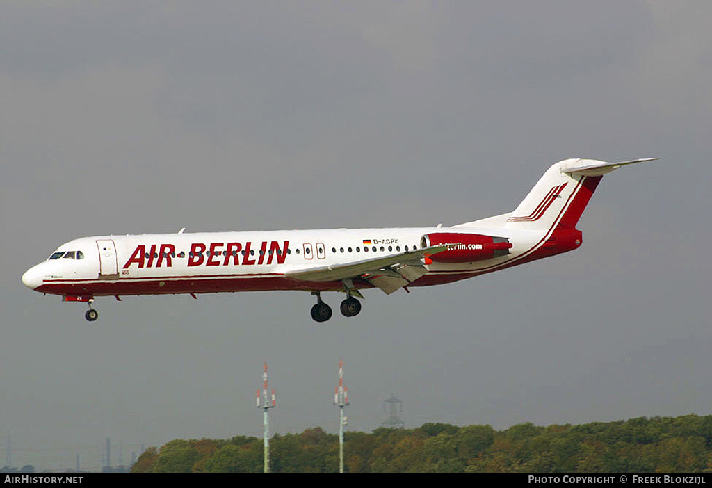 Aircraft Photo of D-AGPK | Fokker 100 (F28-0100) | Air Berlin | AirHistory.net #374409