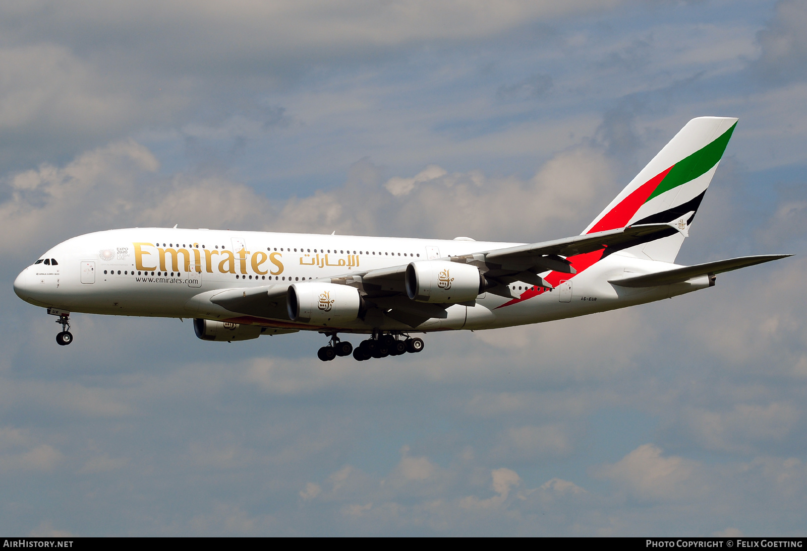 Aircraft Photo of A6-EUR | Airbus A380-842 | Emirates | AirHistory.net #374858