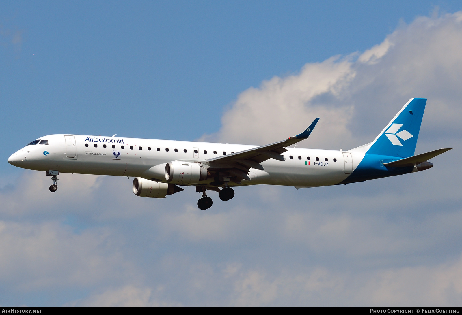 Aircraft Photo of I-ADJY | Embraer 195LR (ERJ-190-200LR) | Air Dolomiti | AirHistory.net #374866