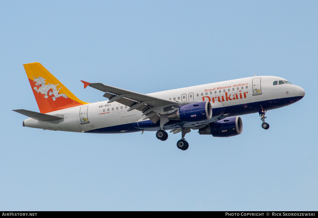 Aircraft Photo of A5-RGI | Airbus A319-112 | Drukair - Royal Bhutan Airlines | AirHistory.net #375023
