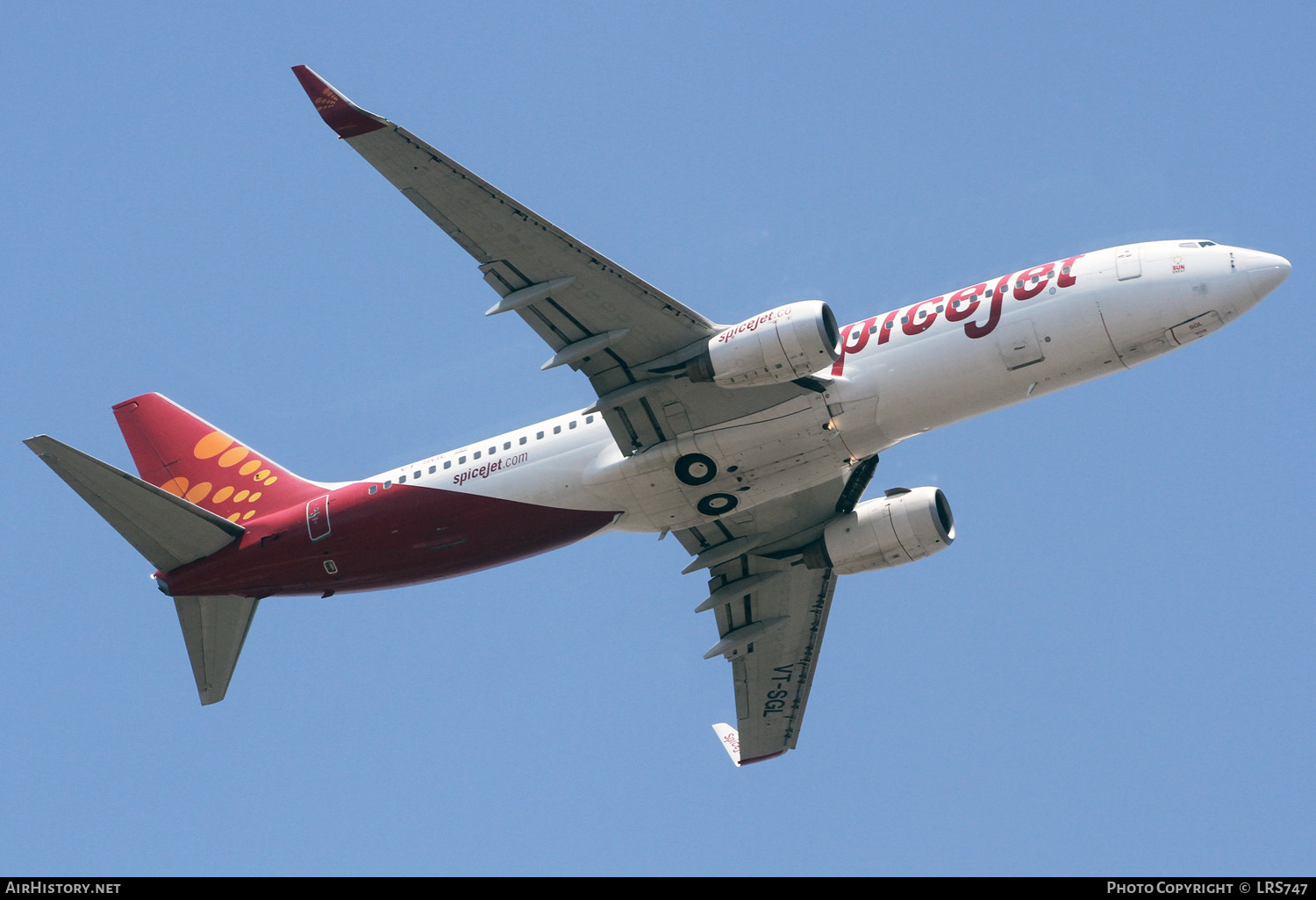 Aircraft Photo of VT-SGL | Boeing 737-8AS | SpiceJet | AirHistory.net #376743