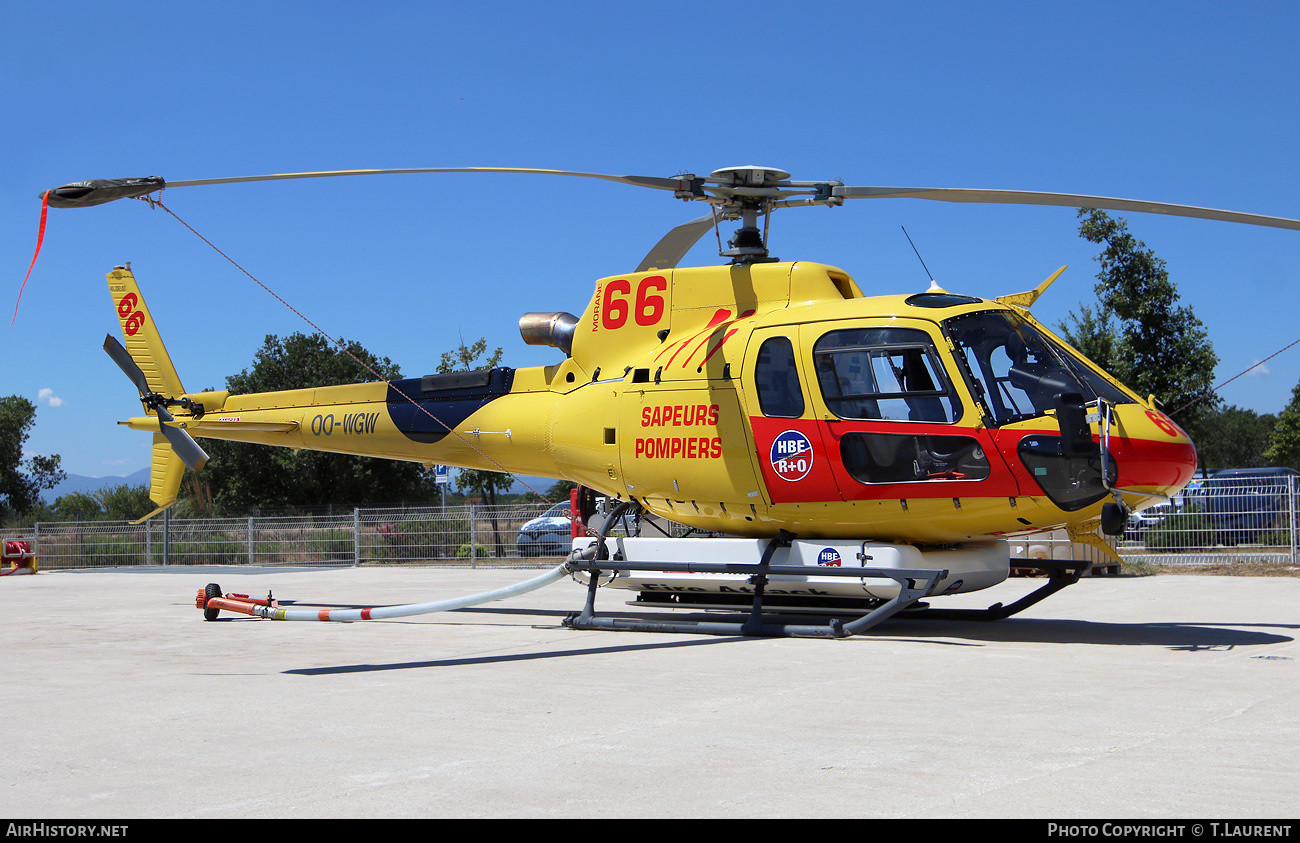 Aircraft Photo of OO-WGW | Eurocopter AS-350B-3E Ecureuil | HBE R+O - Hélicoptère Bombardier d'Eau | AirHistory.net #377617