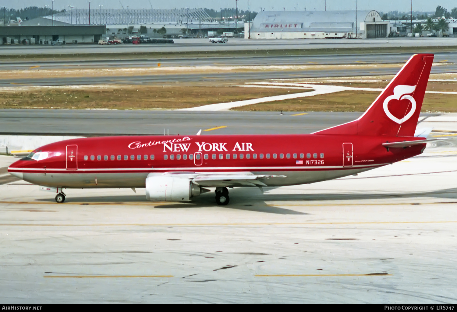 Aircraft Photo of N17326 | Boeing 737-3T0 | Continental's New York Air | AirHistory.net #378241