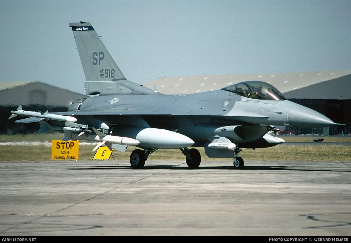 Aircraft Photo of 92-3918 / AF92-918 | Lockheed F-16CJ Fighting Falcon | USA - Air Force | AirHistory.net #379268