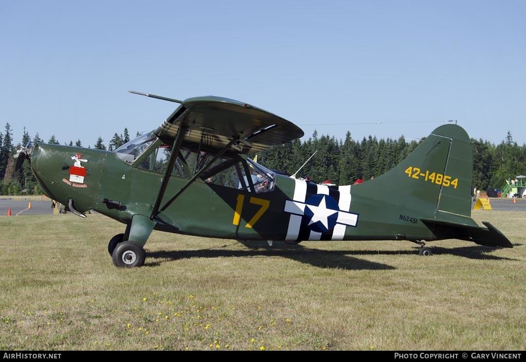 Aircraft Photo of N62451 / 42-14854 | Stinson L-5 Sentinel | USA - Air Force | AirHistory.net #379874