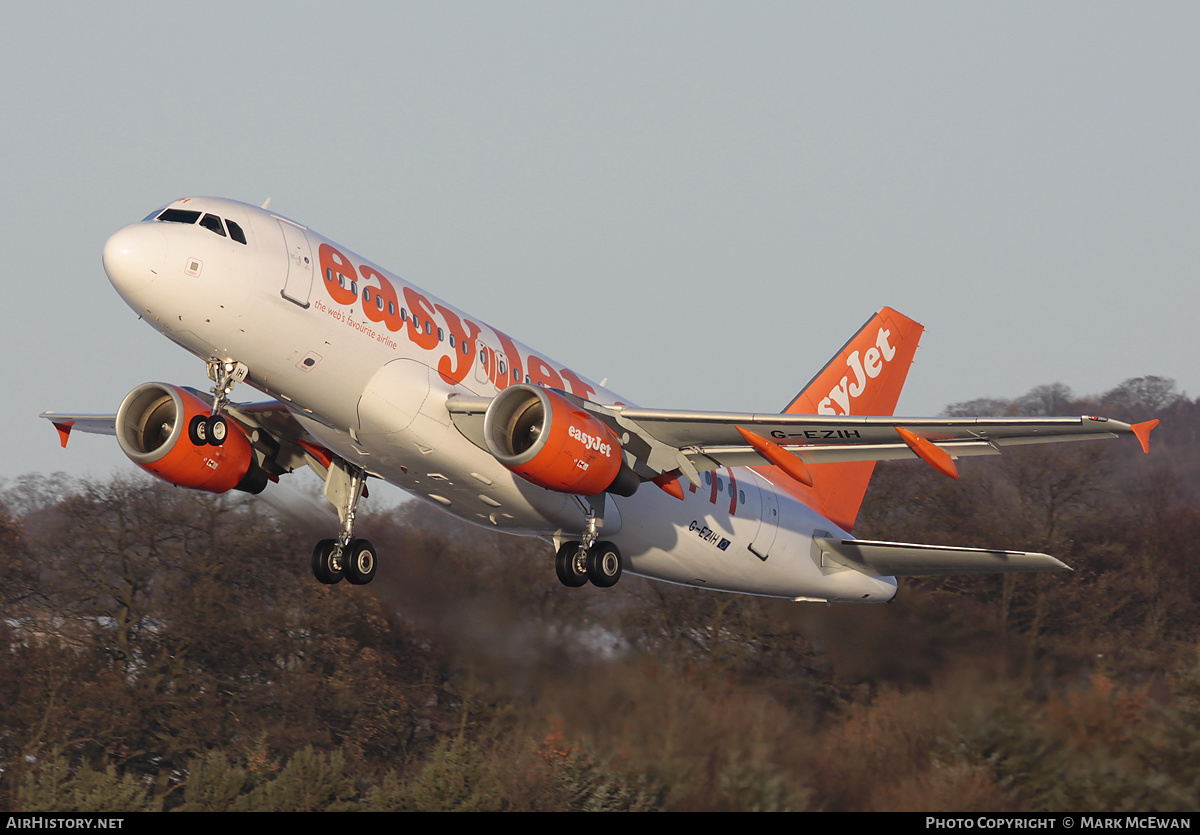 Aircraft Photo of G-EZIH | Airbus A319-111 | EasyJet | AirHistory.net #379875