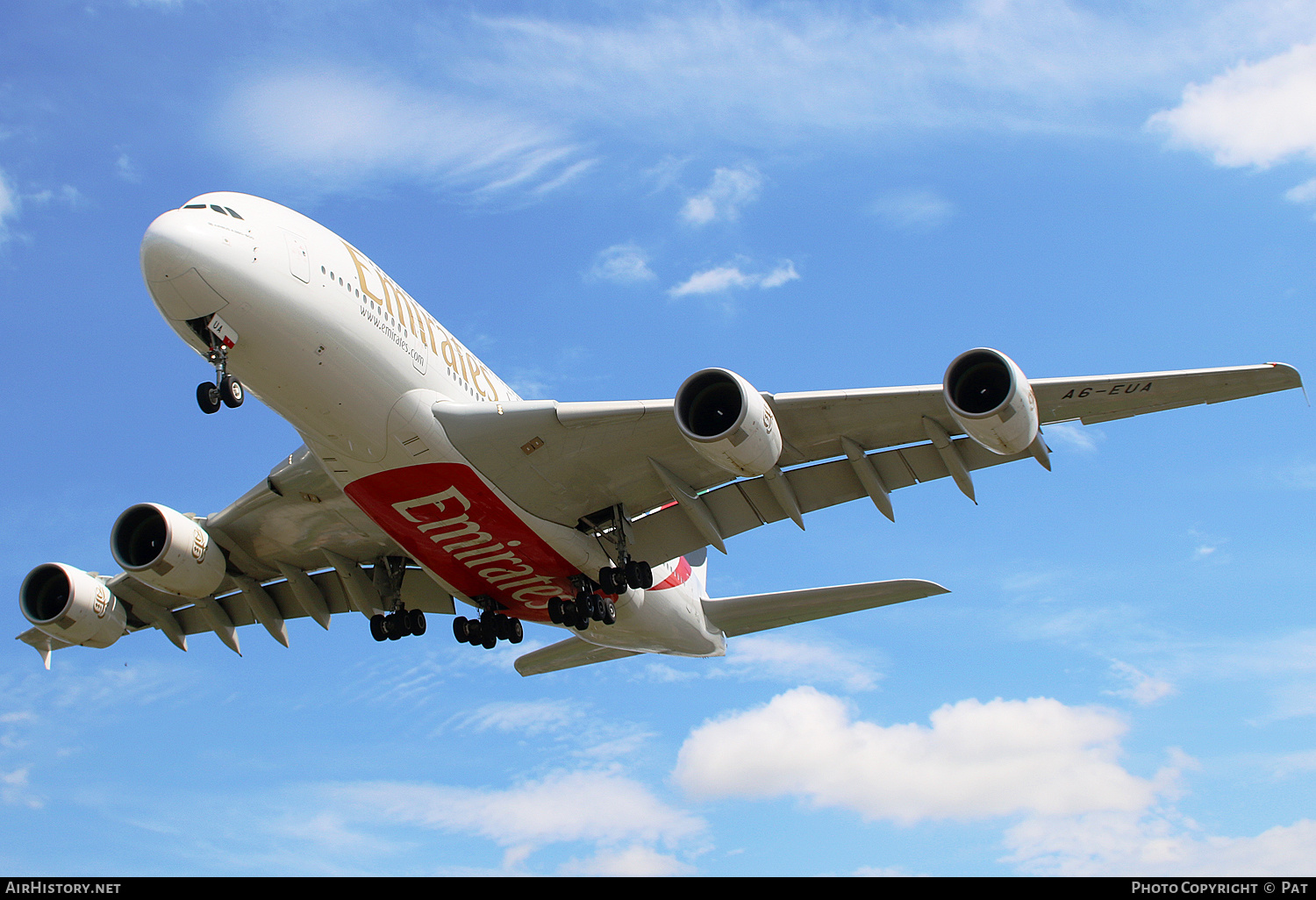 Aircraft Photo of A6-EUA | Airbus A380-861 | Emirates | AirHistory.net #380535