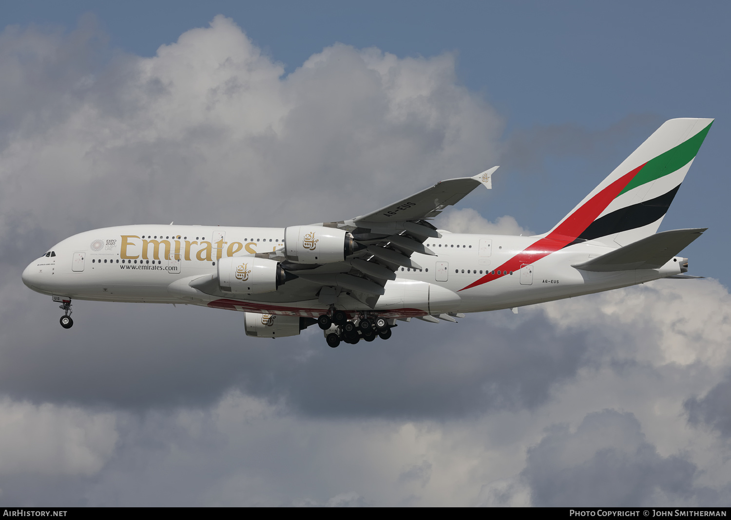 Aircraft Photo of A6-EUS | Airbus A380-842 | Emirates | AirHistory.net #381951