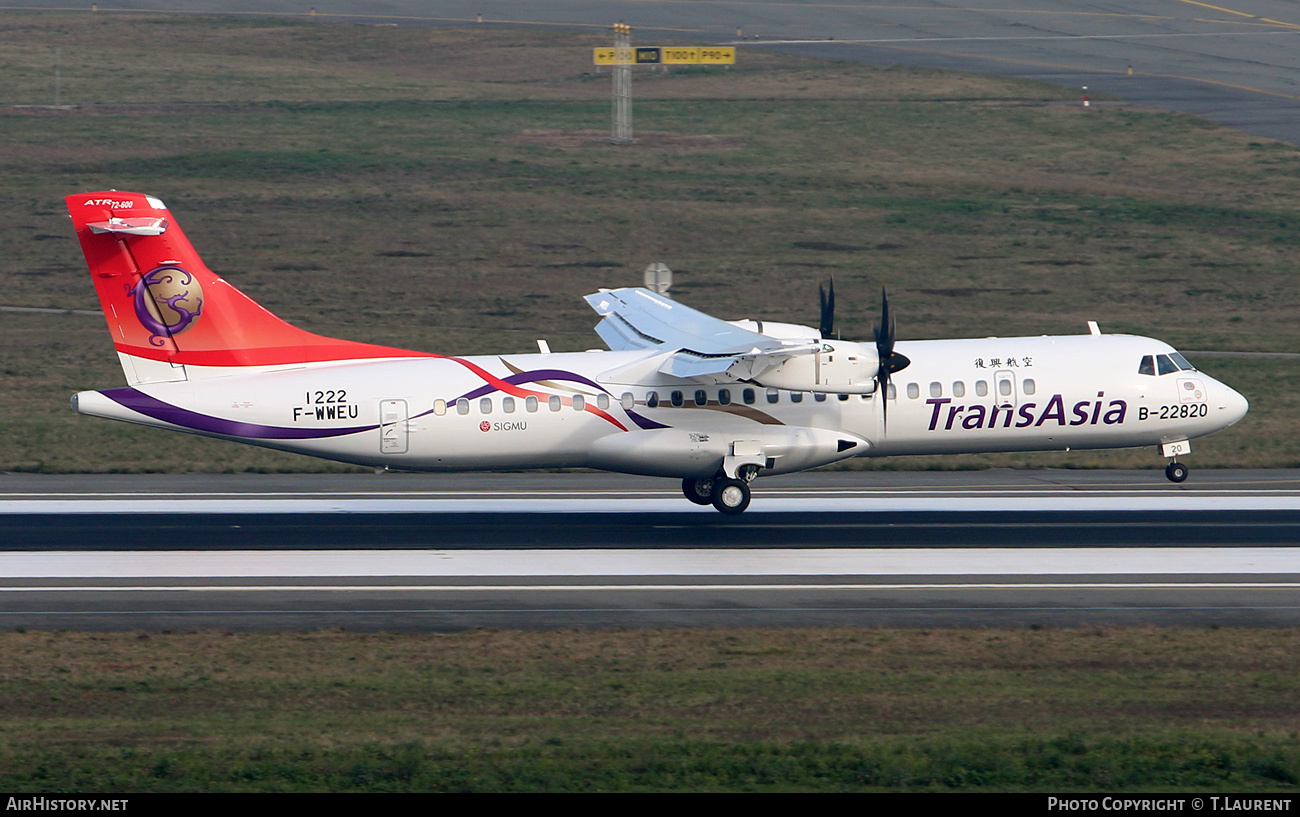 Aircraft Photo of B-22820 / F-WWEU | ATR ATR-72-600 (ATR-72-212A) | TransAsia Airways | AirHistory.net #385387