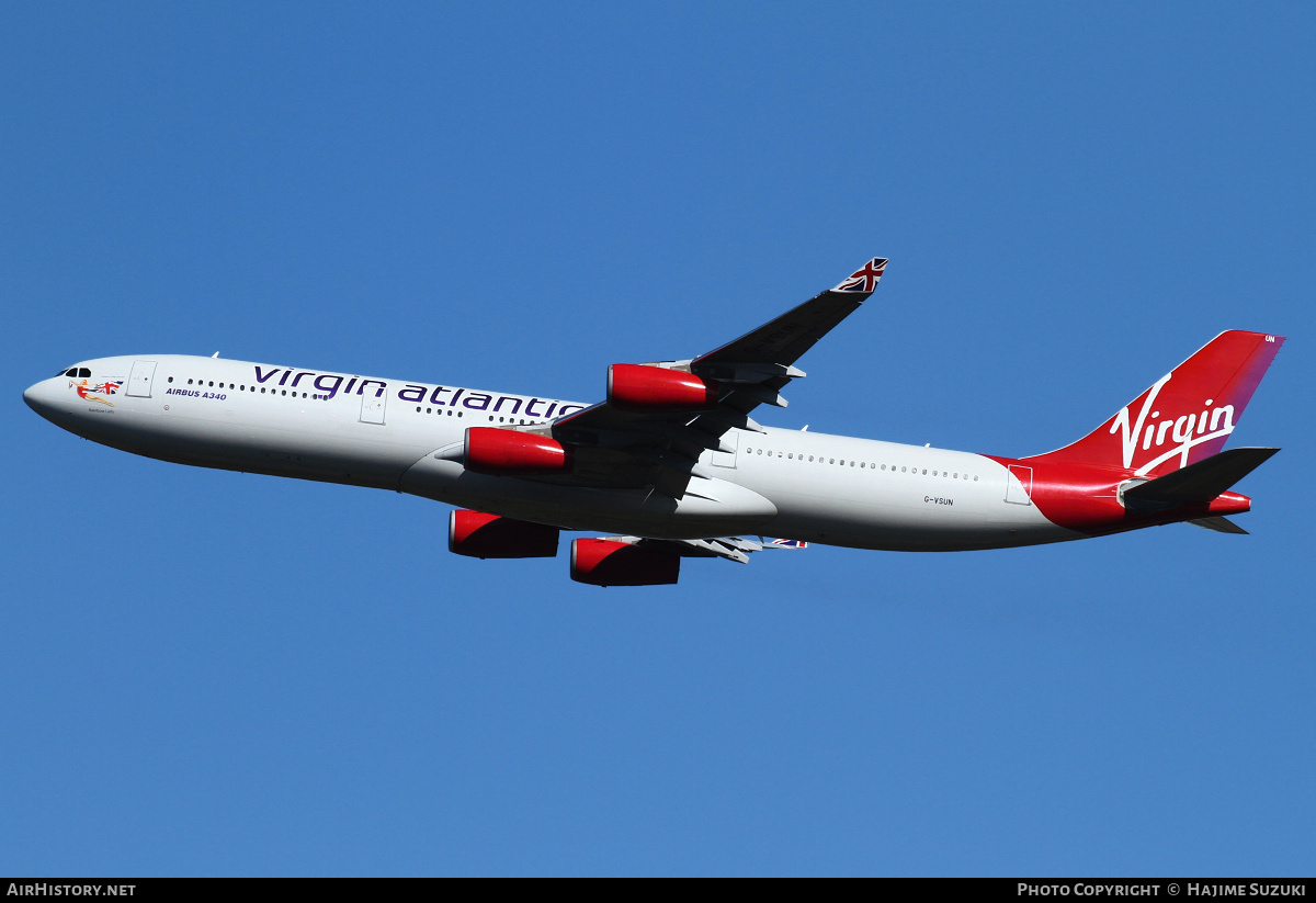 Aircraft Photo of G-VSUN | Airbus A340-313 | Virgin Atlantic Airways | AirHistory.net #385510
