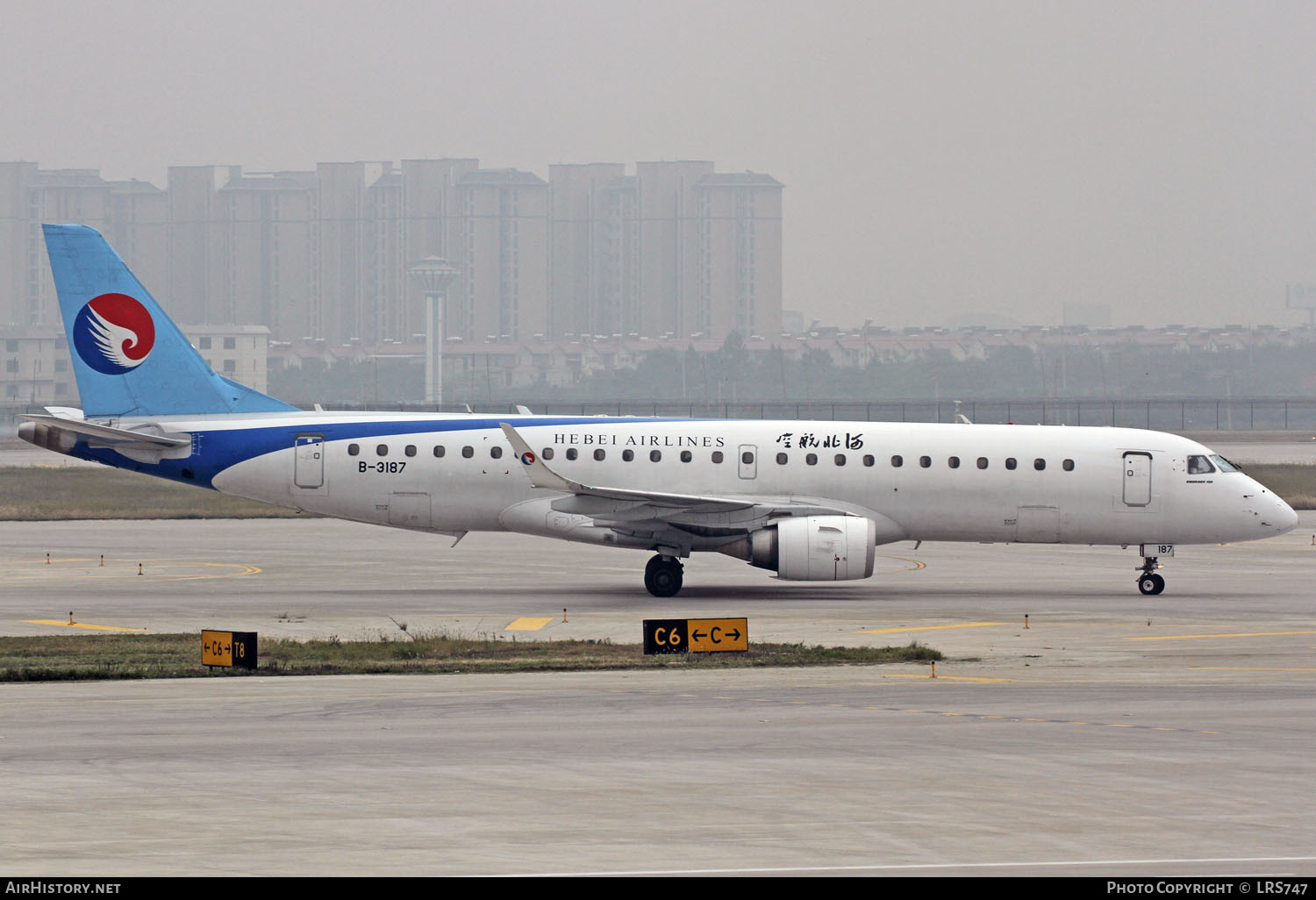 Aircraft Photo of B-3187 | Embraer 190LR (ERJ-190-100LR) | Hebei Airlines | AirHistory.net #385965