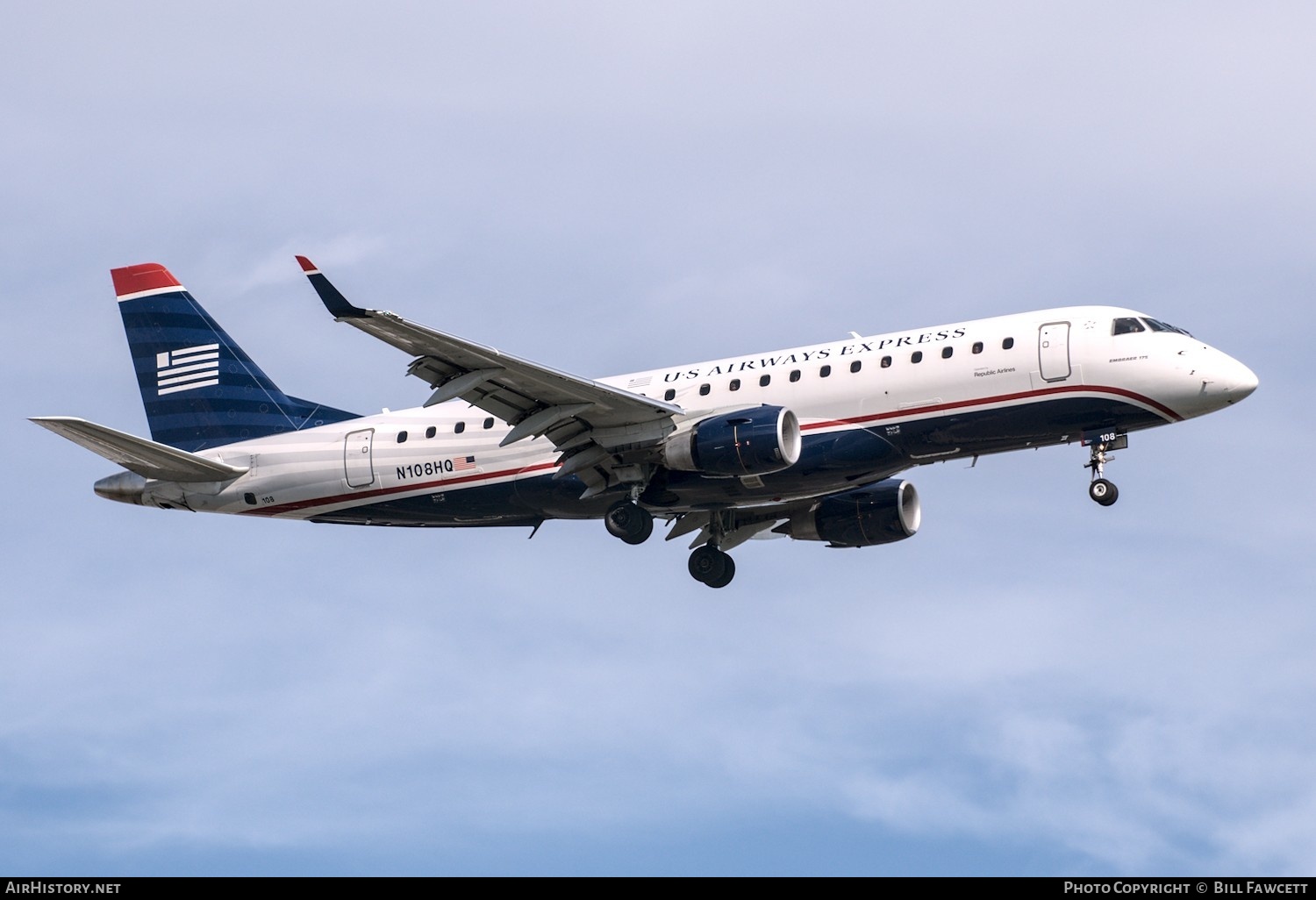 Aircraft Photo of N108HQ | Embraer 175LR (ERJ-170-200LR) | US Airways Express | AirHistory.net #387245