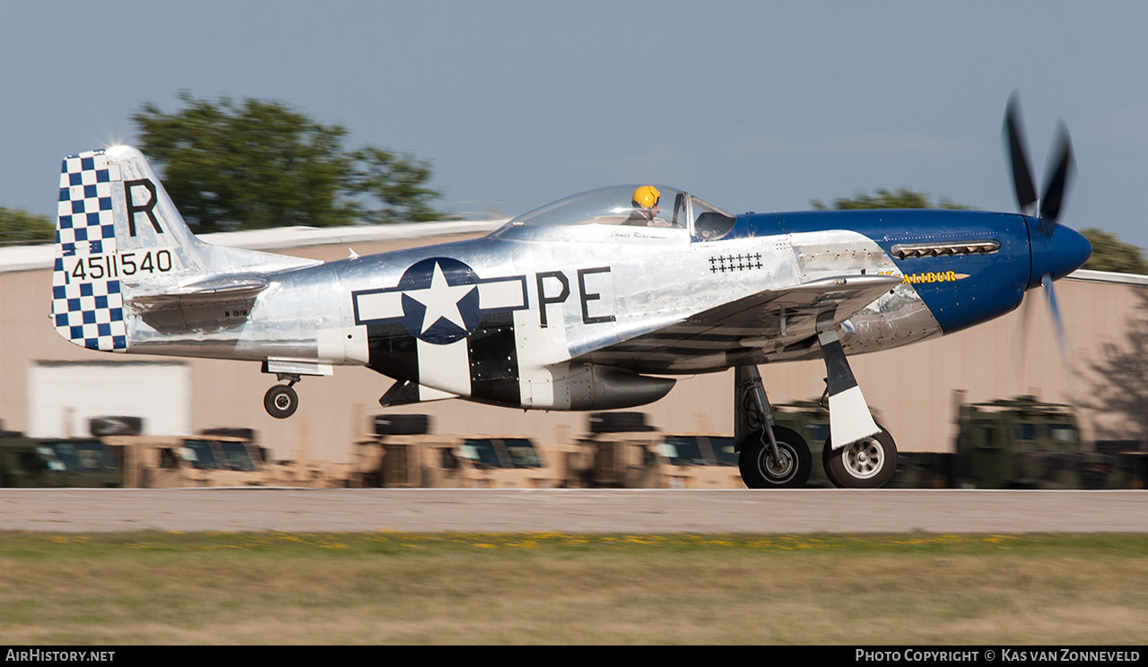 Aircraft Photo of N151W / 4511540 | North American P-51D Mustang | USA - Air Force | AirHistory.net #387816