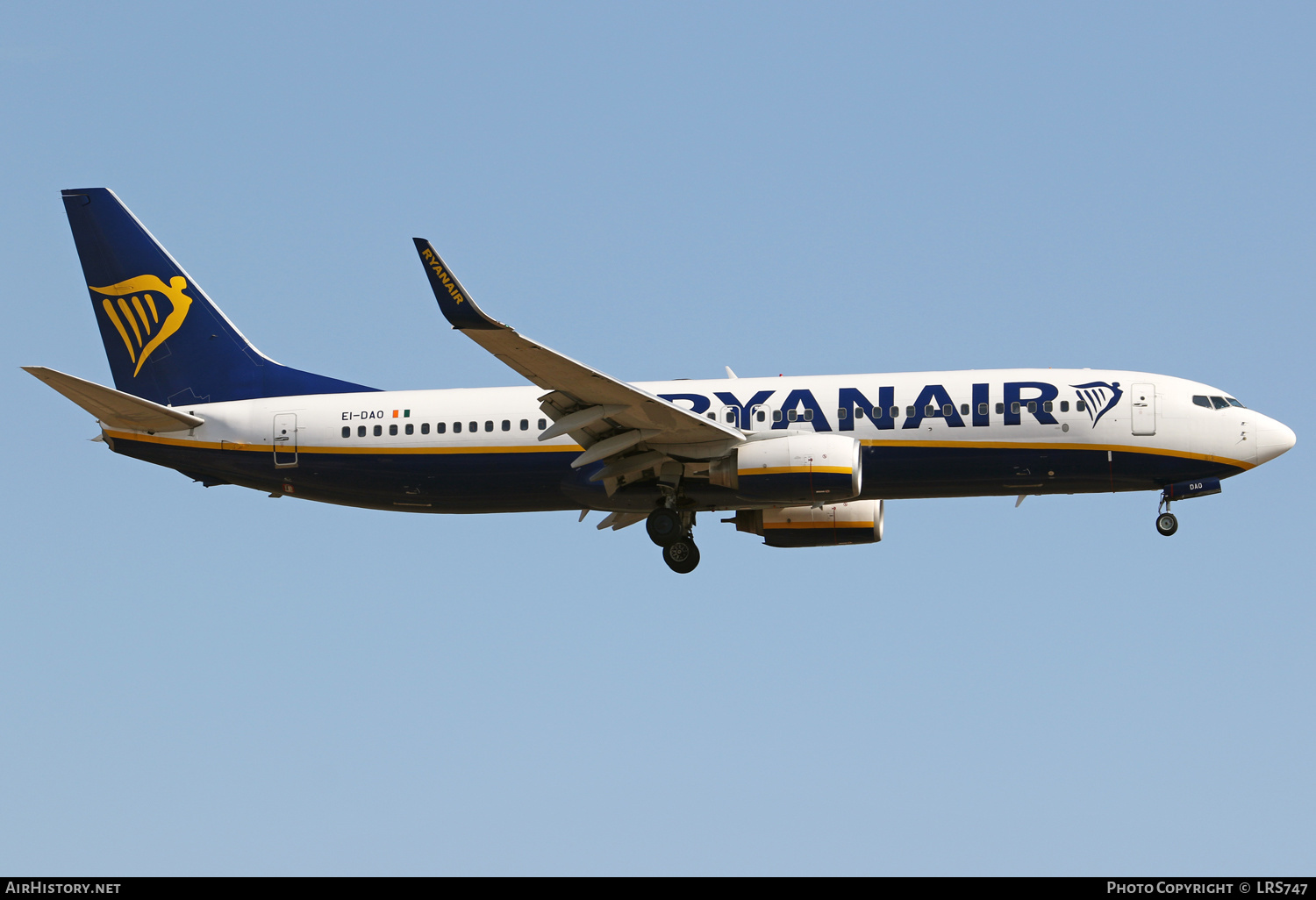 Aircraft Photo of EI-DAO | Boeing 737-8AS | Ryanair | AirHistory.net #388945