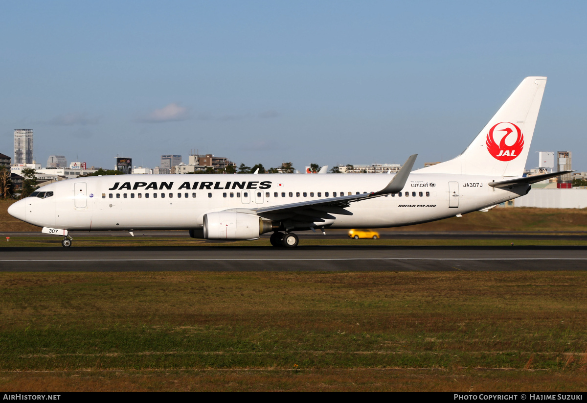 Aircraft Photo of JA307J | Boeing 737-846 | Japan Airlines - JAL | AirHistory.net #390645