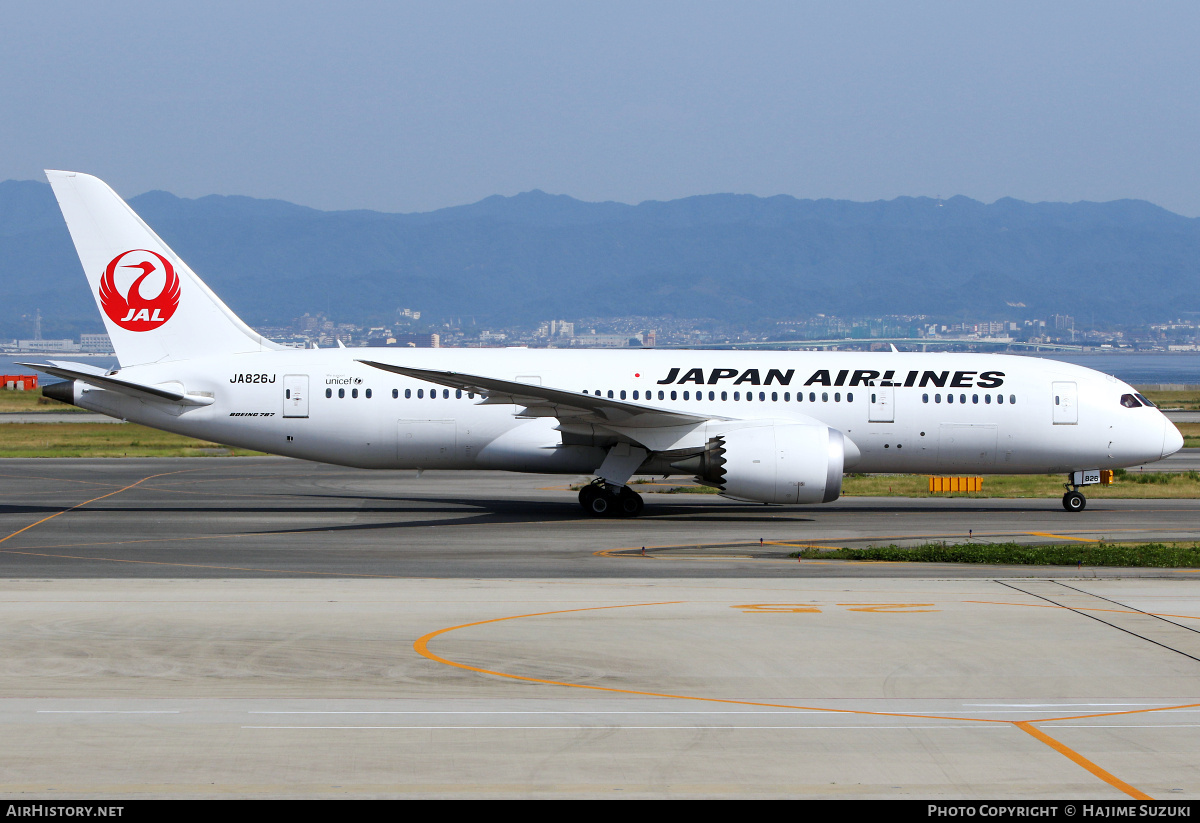 Aircraft Photo of JA826J | Boeing 787-8 Dreamliner | Japan Airlines - JAL | AirHistory.net #390852