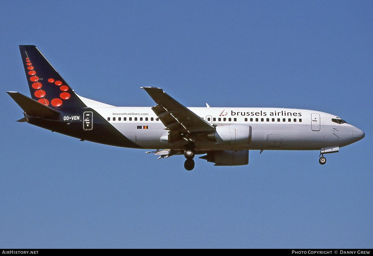 Aircraft Photo of OO-VEN | Boeing 737-36N | Brussels Airlines | AirHistory.net #391900