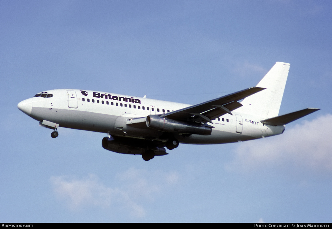Aircraft Photo of G-BNYT | Boeing 737-2E1/Adv | Britannia Airways | AirHistory.net #394228