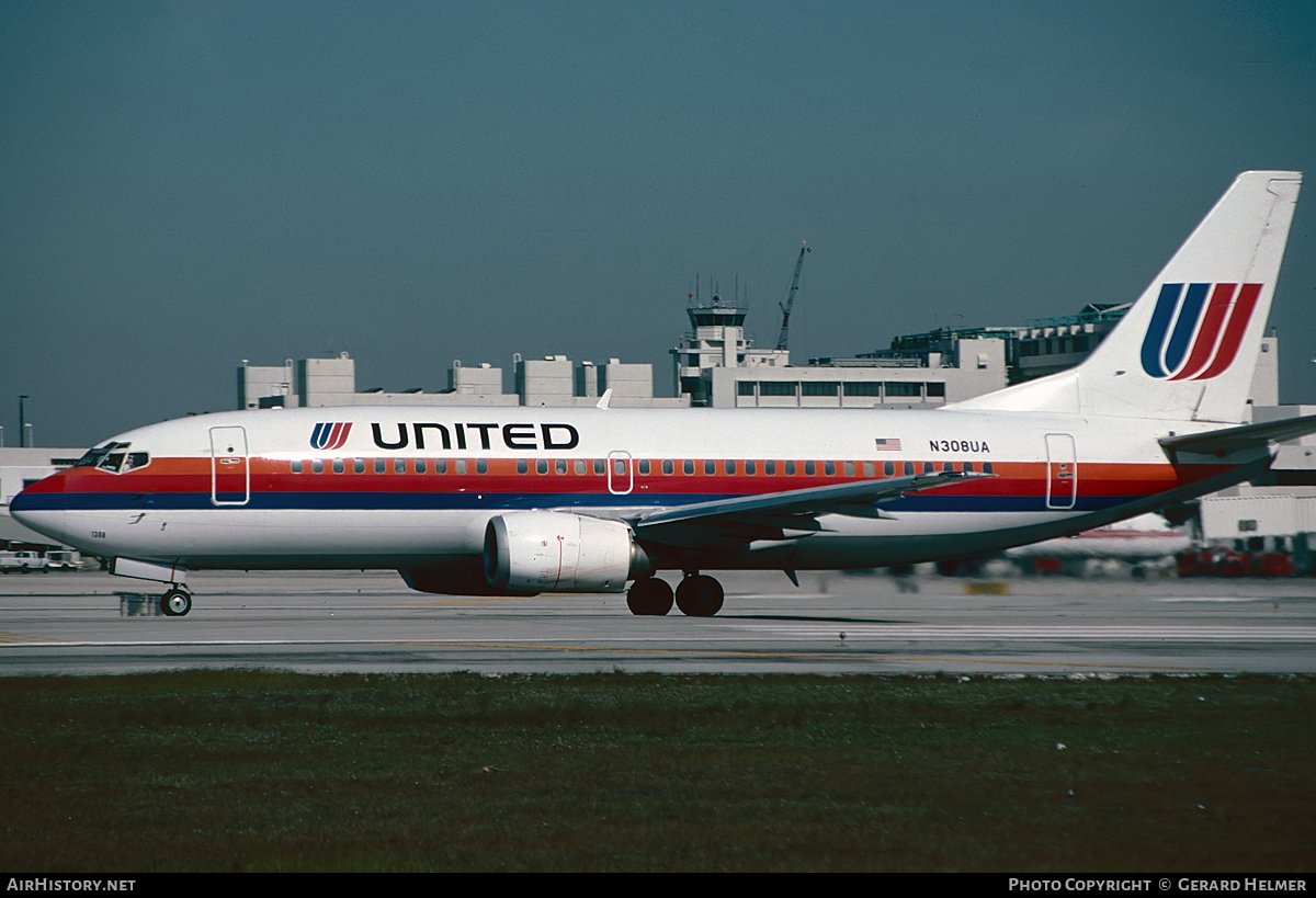 Aircraft Photo of N308UA | Boeing 737-322 | United Airlines | AirHistory.net #394590