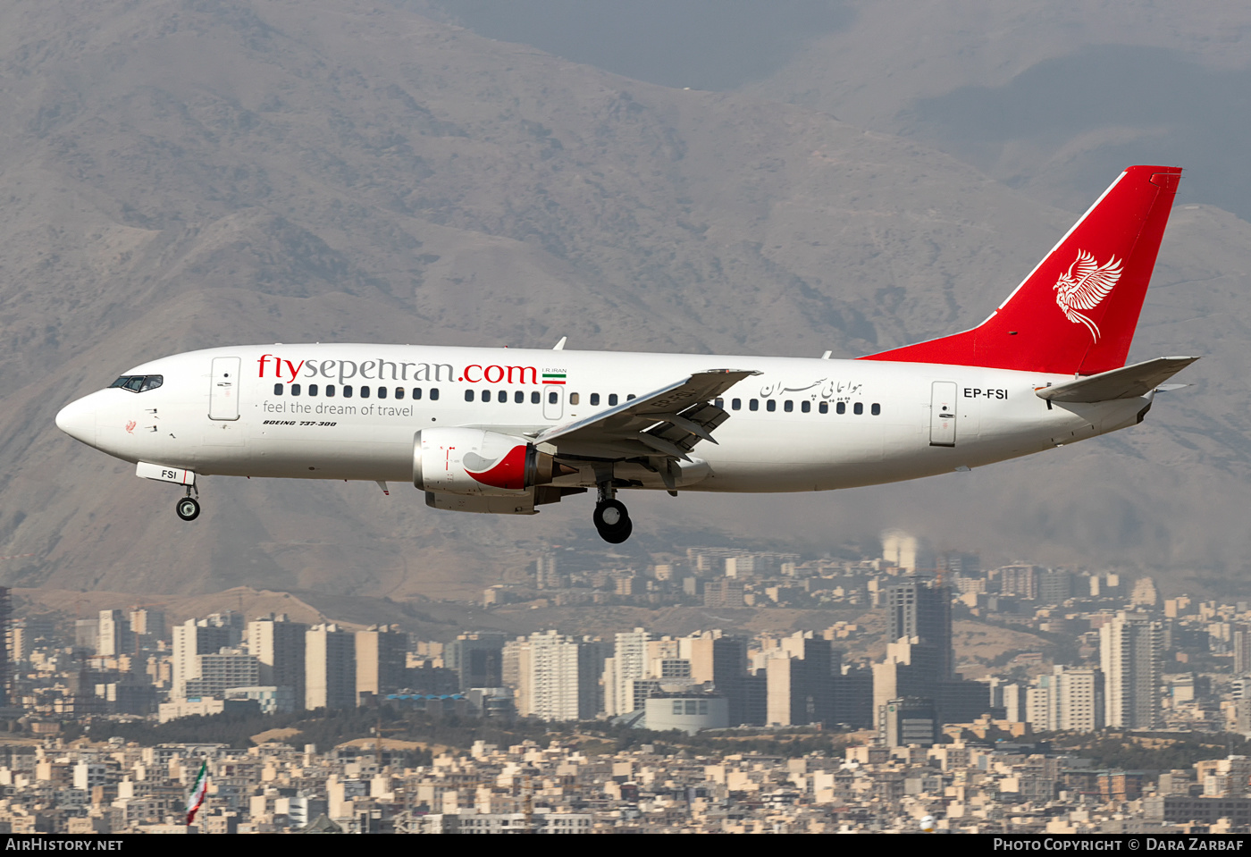 Aircraft Photo of EP-FSI | Boeing 737-33V | Sepehran Airlines | AirHistory.net #394674