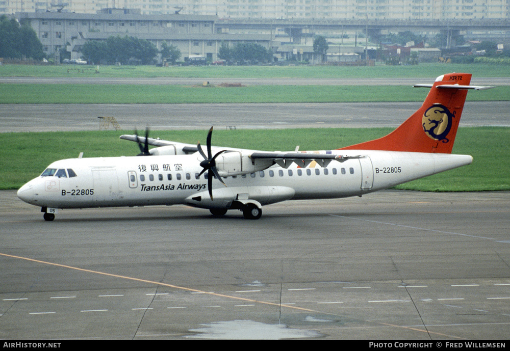 Aircraft Photo of B-22805 | ATR ATR-72-500 (ATR-72-212A) | TransAsia Airways | AirHistory.net #396219