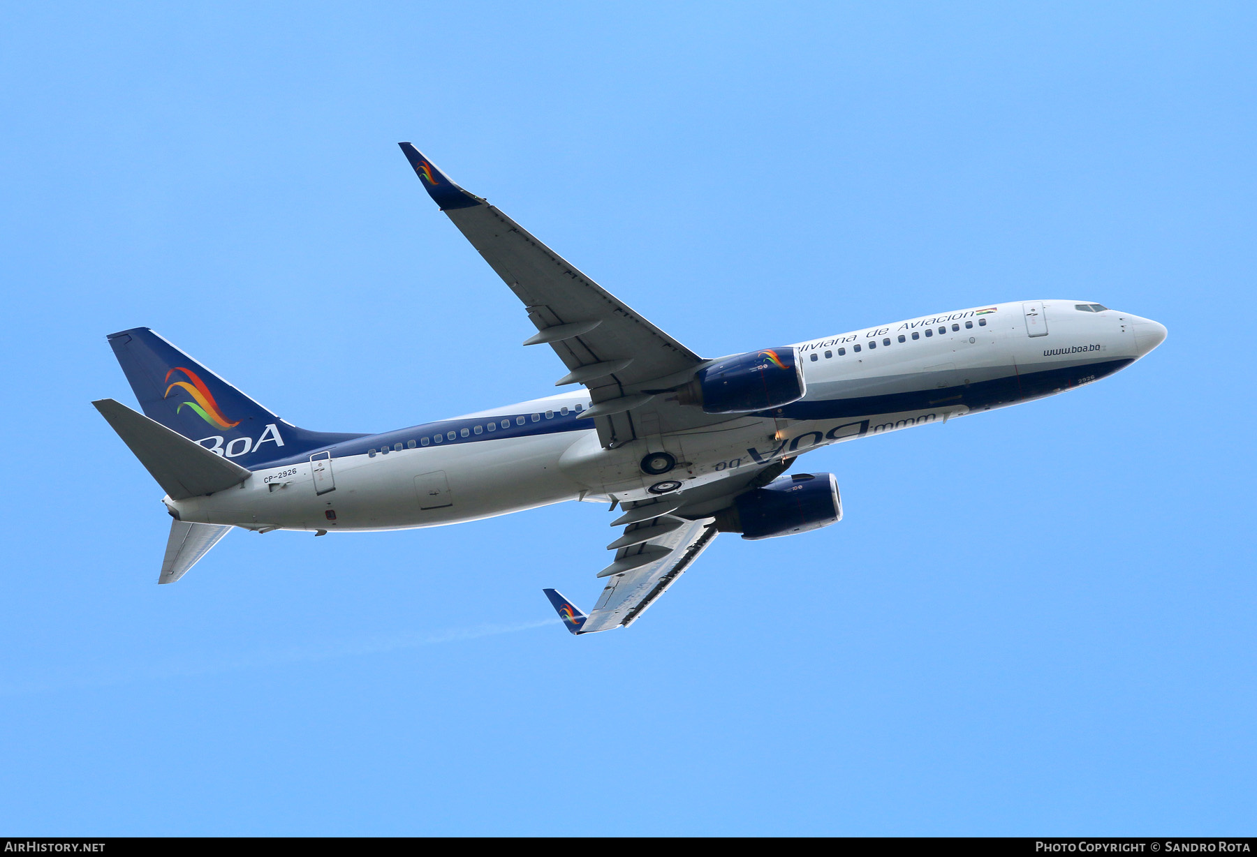 Aircraft Photo of CP-2926 | Boeing 737-83N | Boliviana de Aviación - BoA | AirHistory.net #398002