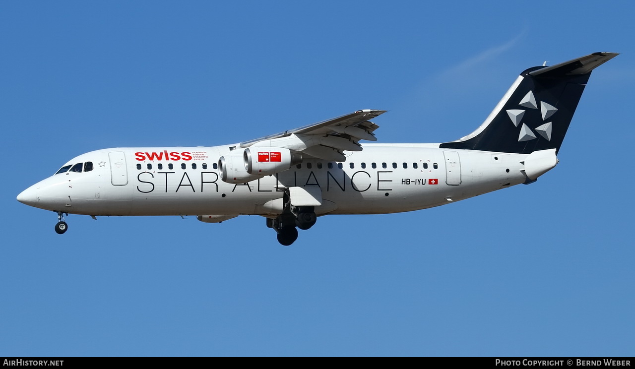 Aircraft Photo of HB-IYU | British Aerospace BAe-146-100 | Swiss International Air Lines | AirHistory.net #398334