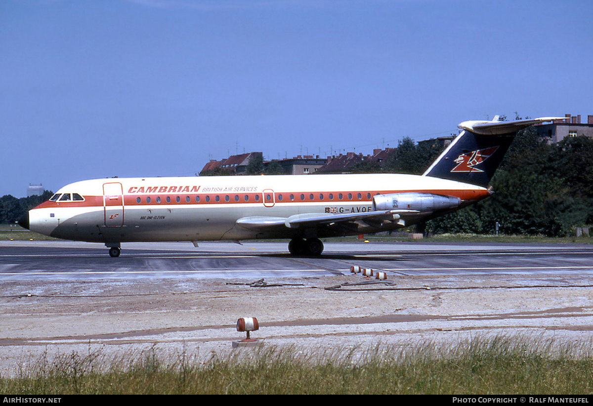 Aircraft Photo of G-AVOF | BAC 111-416EK One-Eleven | Cambrian Airways | AirHistory.net #399107
