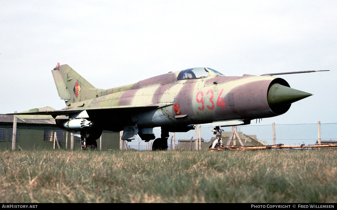 Aircraft Photo of 934 | Mikoyan-Gurevich MiG-21PFM | East Germany - Air Force | AirHistory.net #401205