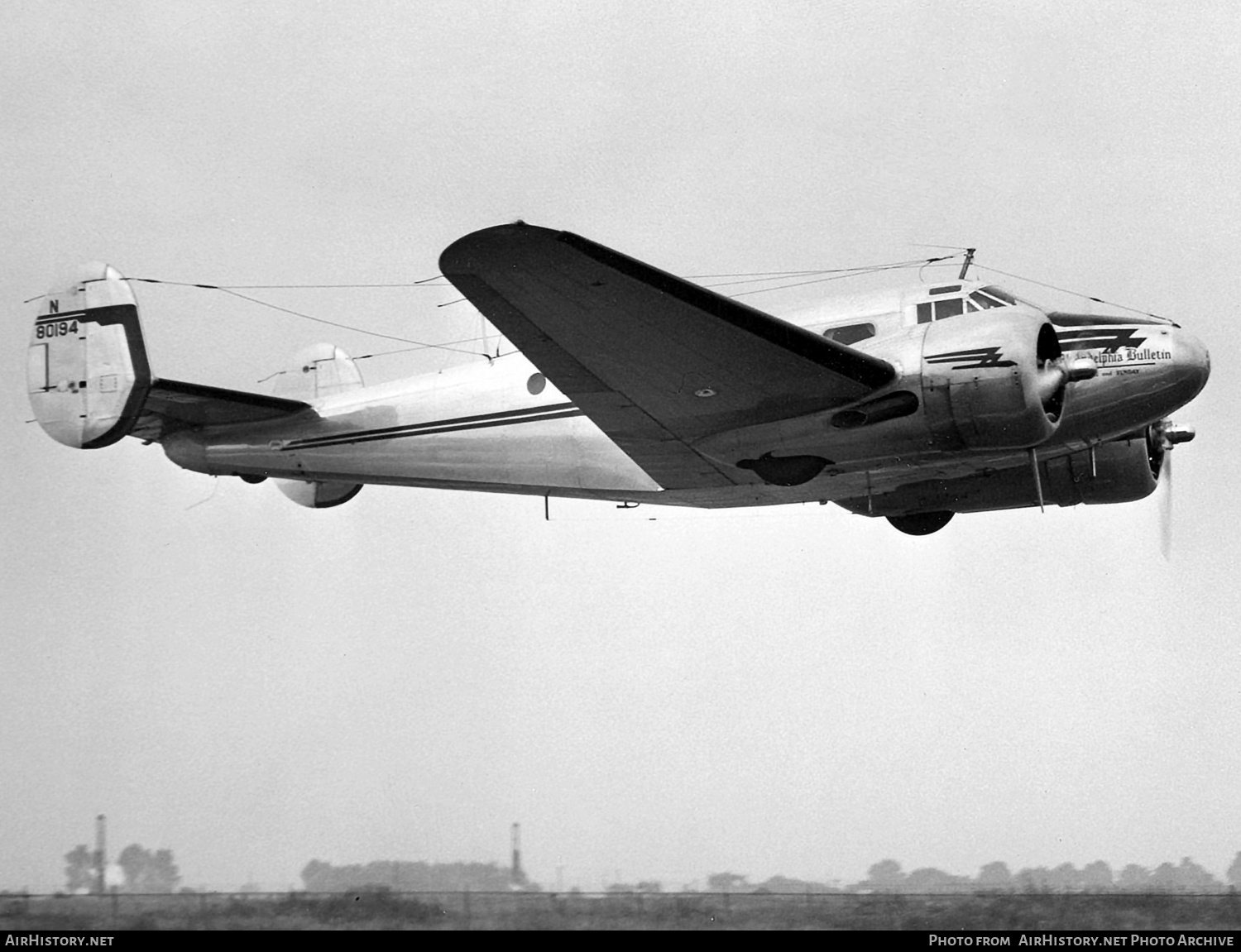 Aircraft Photo of N80194 | Beech D18S | The Philadelphia Bulletin | AirHistory.net #401281