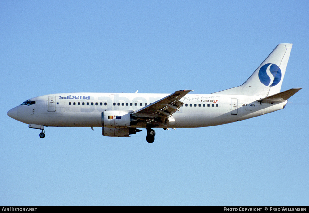 Aircraft Photo of OO-SDV | Boeing 737-329 | Sabena | AirHistory.net #402572